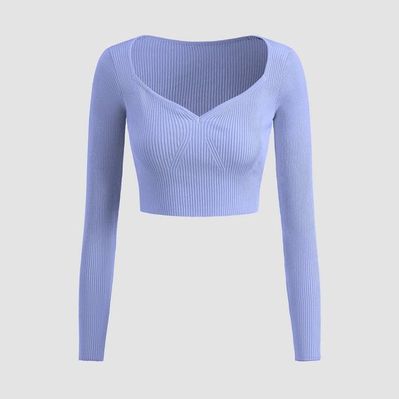 Lavender Ribbed Crop Top - Picture 1 of 5